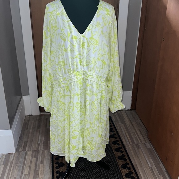 TORRID lime green and cream Mini Wash Gauze Wide Waist Skater Dress - Picture 4 of 6